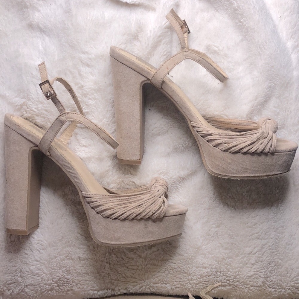 Nude Platform Strappy Heels